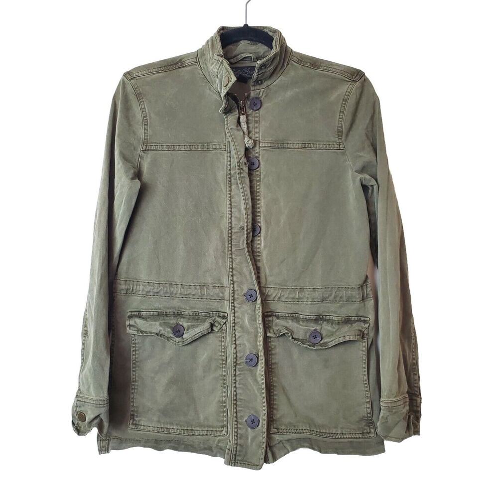 Lucky Brand Xs‎ Olive Green Utility Cargo Jacket Military Oversized Lyocell